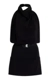 Brandon Maxwell The Elodie Combo Knit Yoke Mini Dress In Black