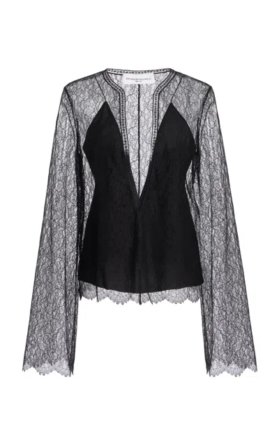 Brandon Maxwell The Eloise Chantilly Lace Top In Black
