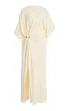 Brandon Maxwell The Eloise  Draped Maxi Dress In Neutral