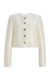 Brandon Maxwell The Eloise Pleated Sponge Silk Jacket In Off-white