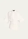 Brandon Maxwell The Elsa Wide-sleeve Cotton-poplin Button-down Shirt In White
