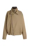 Brandon Maxwell The Emmett Double-zip Cotton-gabardine Motorcycle Jacket In Nude
