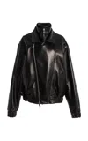 Brandon Maxwell The Emmett Double-zip Leather Motorcycle Jacket In Black