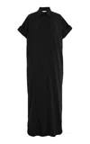 Brandon Maxwell The Emory Relaxed Twill Shirt Midi Dress In Black