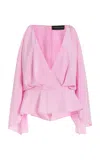 Brandon Maxwell The Eve Gathered Silk Crepe Top In Pink
