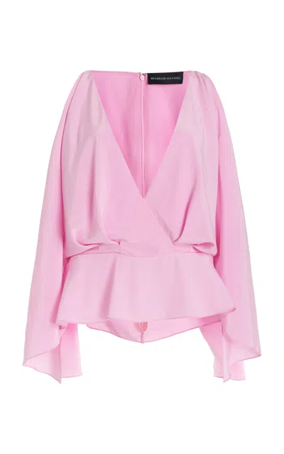 Brandon Maxwell The Eve Gathered Silk Crepe Top In Pink