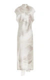 BRANDON MAXWELL THE EVIE SCARF-DETAILED SILK MIDI DRESS