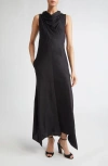 Brandon Maxwell The Fallon Cowl Neck A-line Dress In Black