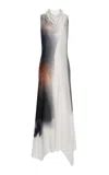 Brandon Maxwell The Fallon Scarf-detailed Fluid Twill Midi Dress In Print