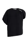 Brandon Maxwell The Faye Asymmetric Ribbed Jersey Top In Black