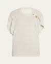Brandon Maxwell The Faye Asymmetric T-shirt With Shoulder Hardware In Gray