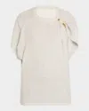 Brandon Maxwell The Faye Asymmetric T-shirt With Shoulder Hardware