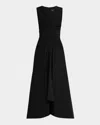 Brandon Maxwell The Finley Stretch-linen Midi Dress In Black