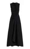 Brandon Maxwell The Finley Stretch-linen Midi Dress In Black