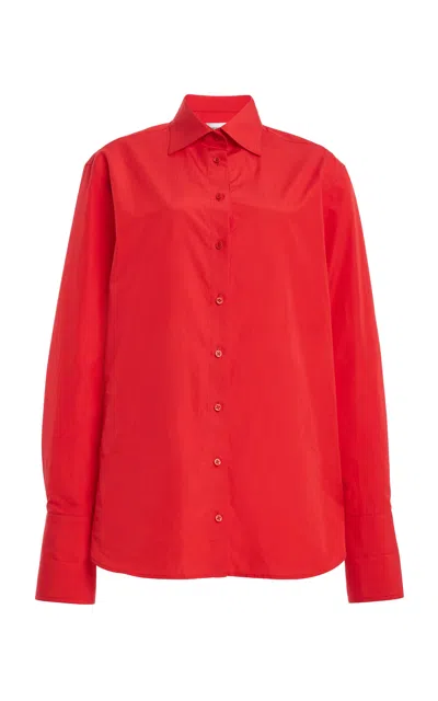 Brandon Maxwell The Francesca Cotton Shirt In Red