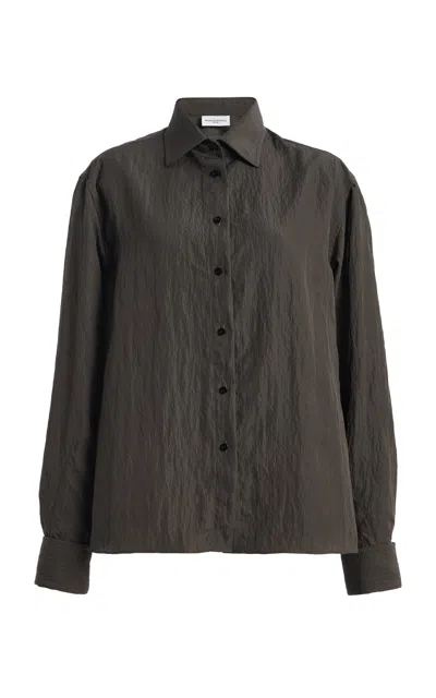 Brandon Maxwell The Francesca Seersucker Shirt In Gray
