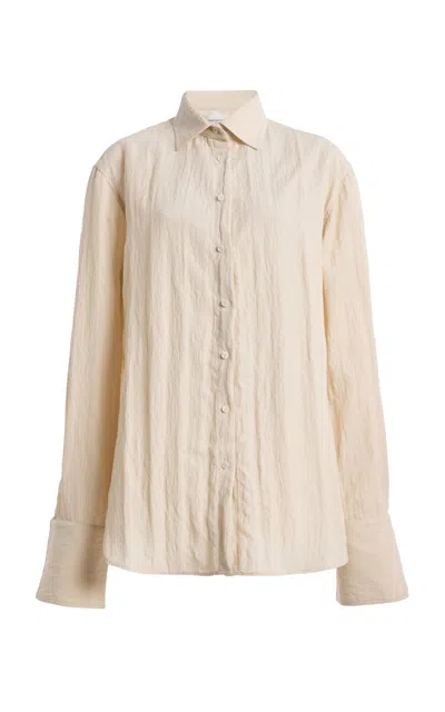 Brandon Maxwell The Francesca Seersucker Shirt In Neutral