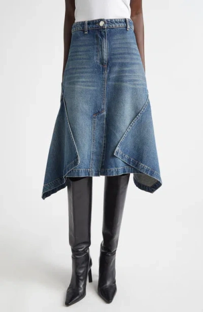 Brandon Maxwell The Frankie Denim Cascade Skirt In Blue