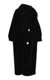 Brandon Maxwell The Freya Scarf-detailed Shearling Coat In Black