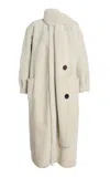Brandon Maxwell The Freya Scarf-detailed Shearling Coat In Ivory