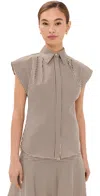Brandon Maxwell The Gabi Pleated Striped Cotton-twill Shirt