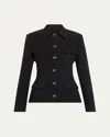 Brandon Maxwell The Gage Tailored Wool-silk Crepe Jacket In Black