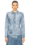 Brandon Maxwell The Gage Tailored Velvet Denim Jacket In Denim