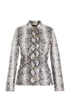 Brandon Maxwell The Gage Tailored Snake-effect Leather Jacket In Black,white