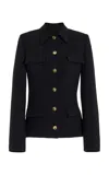 Brandon Maxwell The Gage Tailored Wool-silk Crepe Jacket In Black