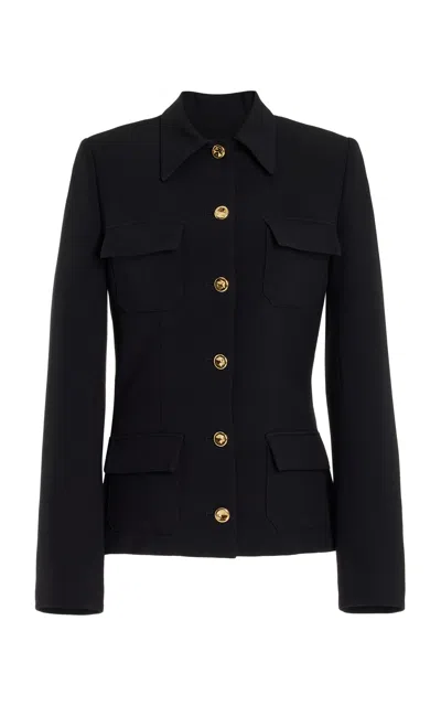 Brandon Maxwell The Gage Tailored Wool-silk Crepe Jacket In Black
