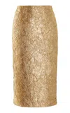 Brandon Maxwell The Gail Crinkled Leather Midi Pencil Skirt In Gold