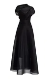 Brandon Maxwell The Genevieve Draped Bodice Maxi Dress In Black