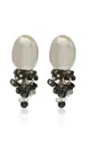 Brandon Maxwell The Goji Earrings With Dangling Stones In Black
