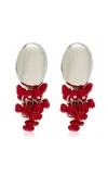 Brandon Maxwell The Goji Earrings With Dangling Stones In Red