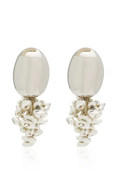 Brandon Maxwell The Goji Earrings With Dangling Stones In Silver