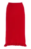 Brandon Maxwell The Grace Ruffled Cashmere Midi Skirt In Red