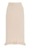 Brandon Maxwell The Grace Ruffled Cashmere Midi Skirt In Tan