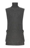 Brandon Maxwell The Grayson Ribbed Cashmere-blend Gilet In Grey
