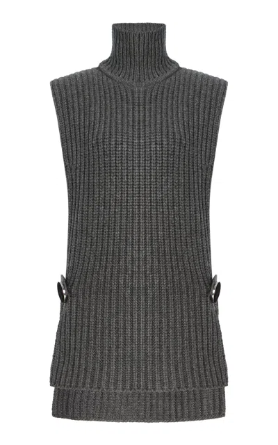 Brandon Maxwell The Grayson Ribbed Cashmere-blend Gilet In Grey