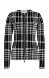 Brandon Maxwell The Greer Zip-front Plaid Jacquard Cardigan In Black