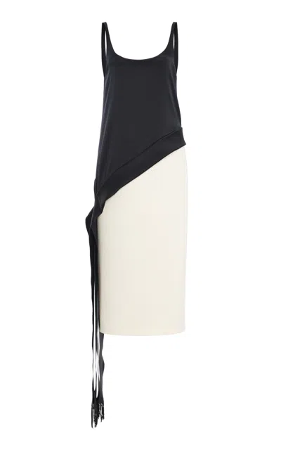 Brandon Maxwell The Greta Scarf-detailed Stretch Crepe Midi Dress In Black