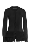 Brandon Maxwell The Griffin  Fringed Knit Cardigan In Black