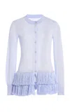 Brandon Maxwell The Griffin  Fringed Knit Cardigan In Blue