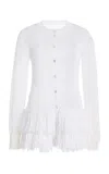 Brandon Maxwell The Griffin  Fringed Knit Cardigan In White