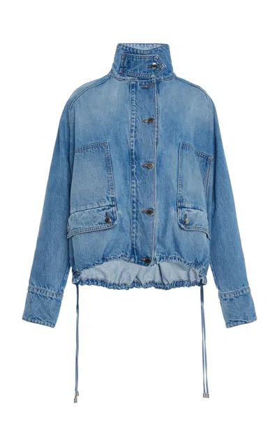 Brandon Maxwell The Harper Denim Balloon Jacket In Medium Wash
