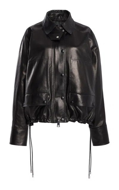 Brandon Maxwell The Harper Leather Balloon Jacket In Black