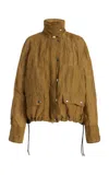 Brandon Maxwell The Harper Metallic Organza Balloon Jacket In Tan