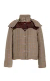 Brandon Maxwell The Harper Plaid Combo Puffer Jacket