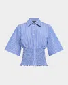 Brandon Maxwell The Harte Smocked Button-front Shirt