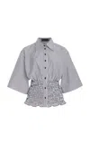 Brandon Maxwell The Harte Smocked Pima Cotton Shirt In Black,white